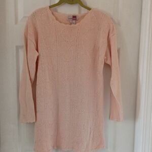 Light Pink Beaded Crewneck Knit Sweater - Women's